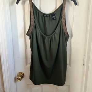 - New York & Company Green Ruched Tank Top